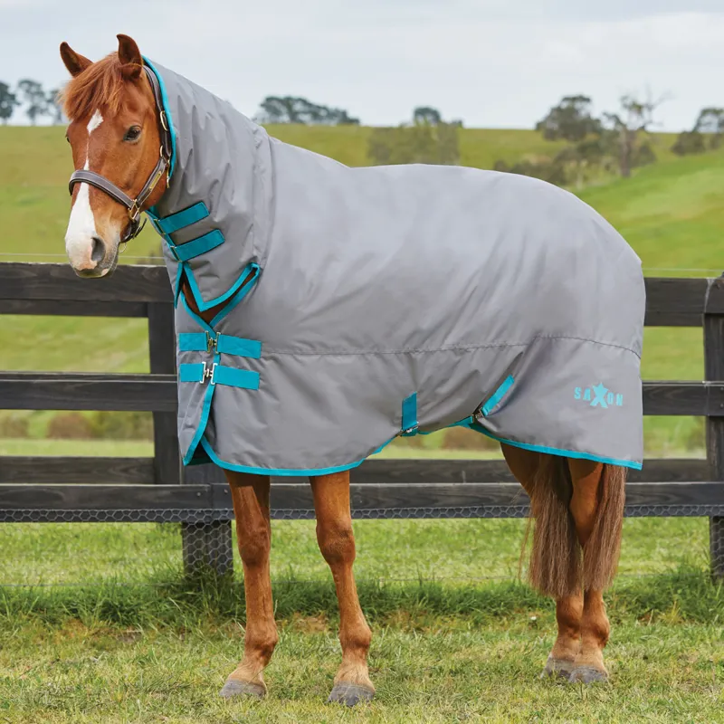 Saxon 600D Medium Weight Combo 200g Turnout Rug Grey/Blue