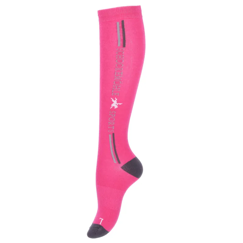 Schockemohle Logo Sporty Ladies Tall Riding Socks - Hot Pink