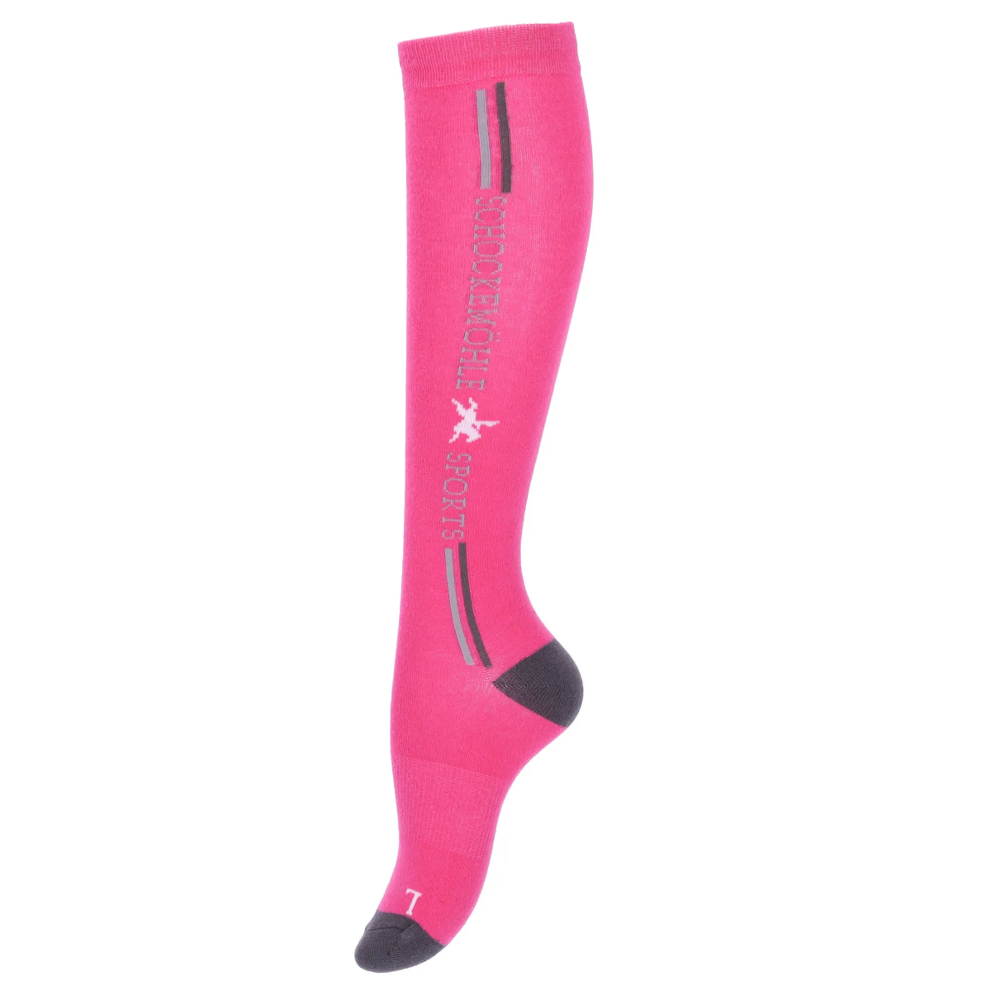 Pink Riding Socks Schockemohle Logo Sporty Ladies Tall Riding Socks - Hot Pink