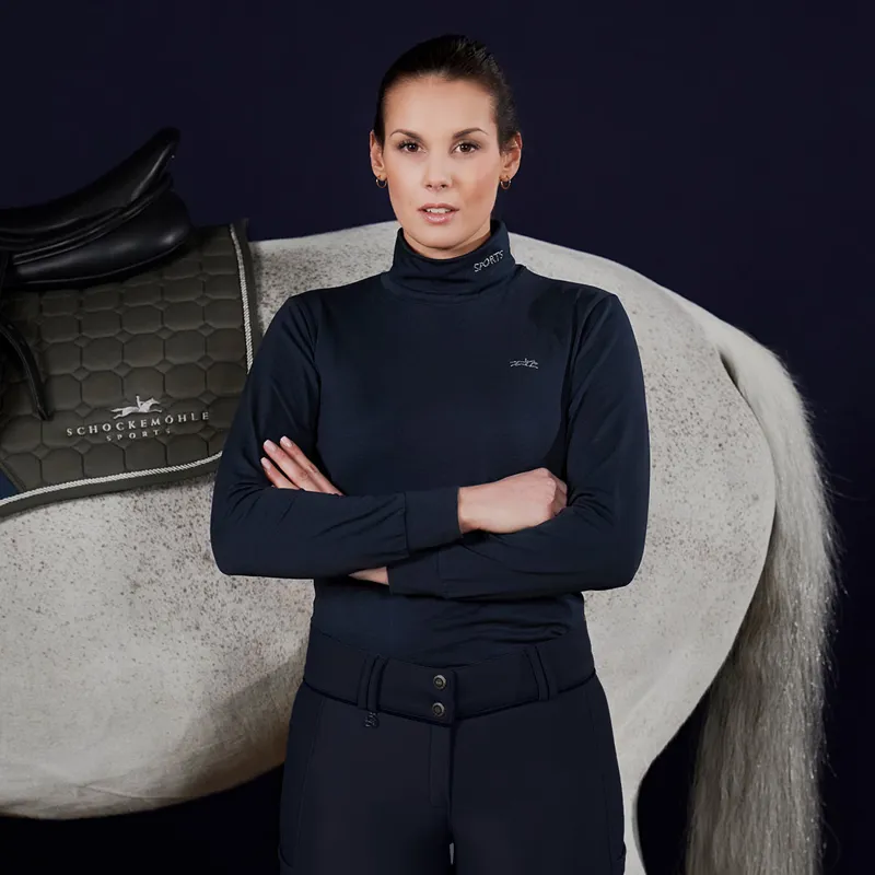 Schockemohle Amber Style Ladies Turtleneck Top - Deep Night-1