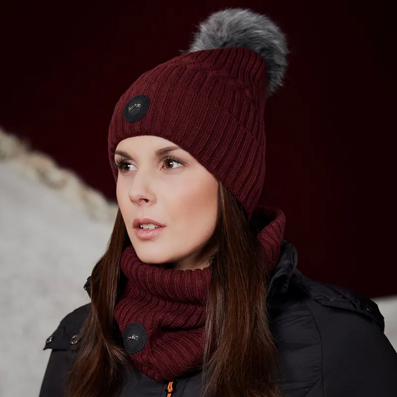 Schockemohle Baila Style Bobble Hat - Dark Cherry-2