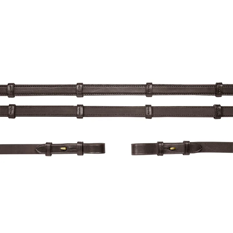 Schockemohle Continental Inside Grip Reins with Billets - Brown/Gold