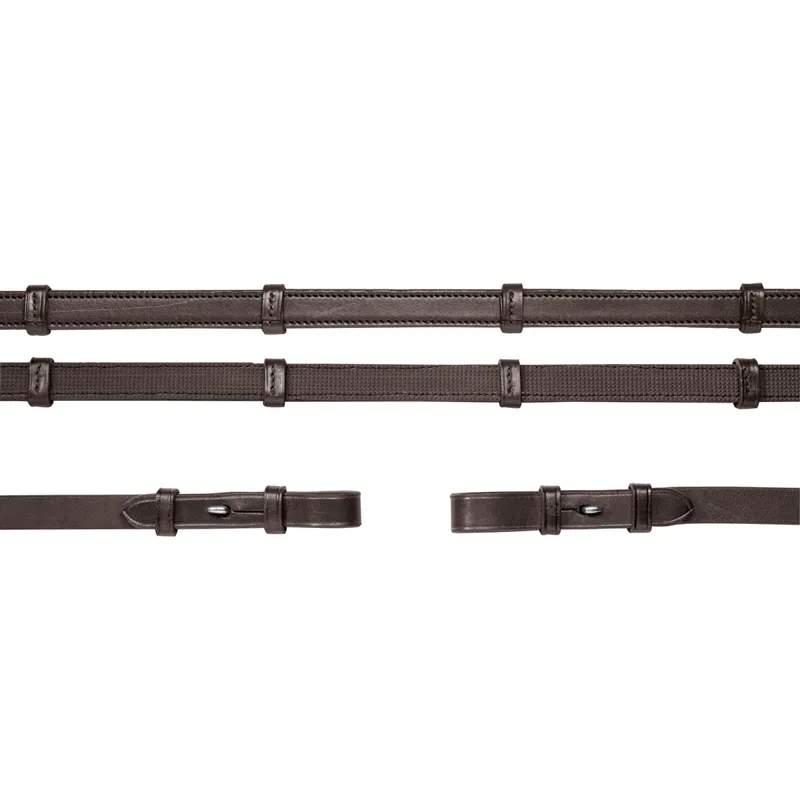 Schockemohle Continental Inside Grip Reins with Billets - Brown/Silver