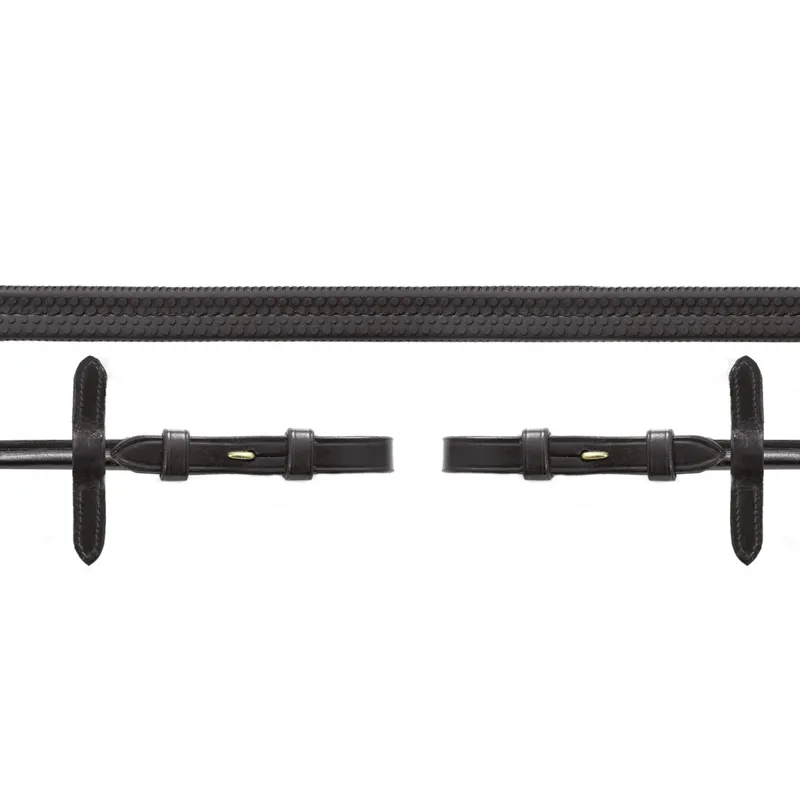 Schockemohle Rolled Rubber Grip Billet Reins - Black/Gold