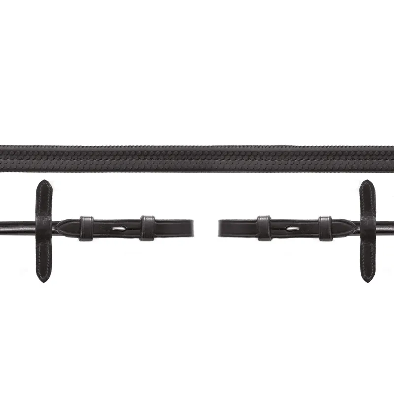 Schockemohle Rolled Rubber Grip Billet Reins - Black/Silver