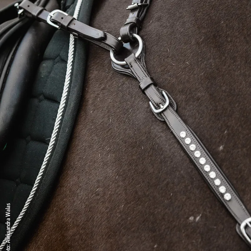 Schockemohle Sevilla Select Crystal Breastplate Sides - Black/Silver-1