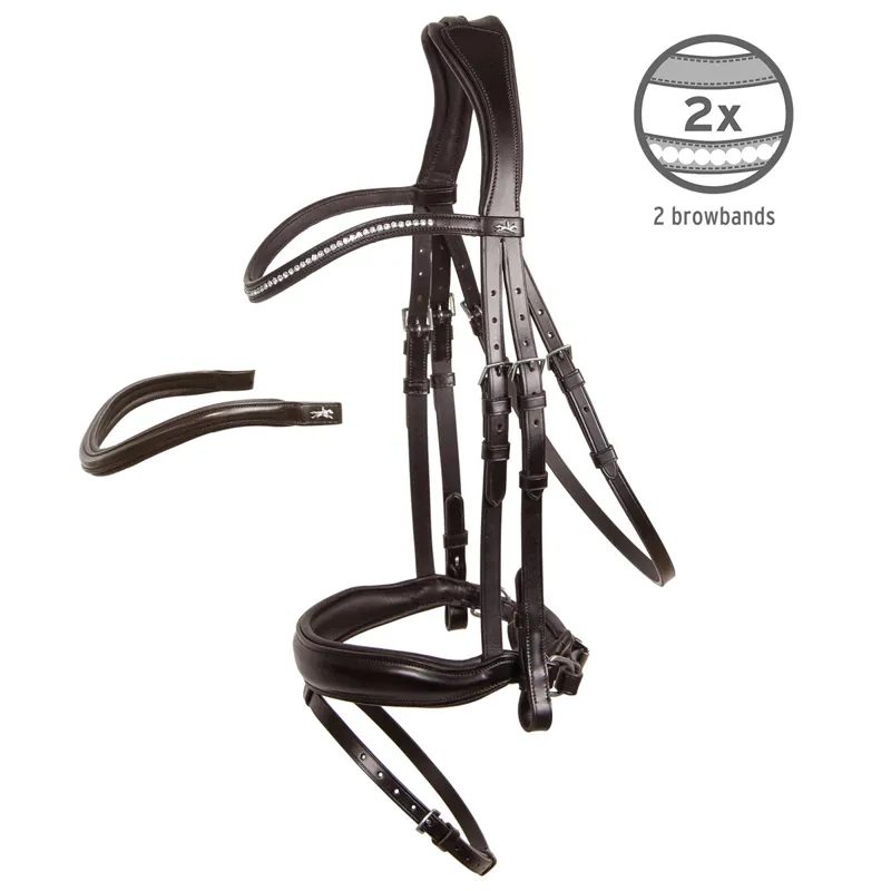 Schockemohle Stanford Wide Anatomic Flash Bridle - Espresso/Silver