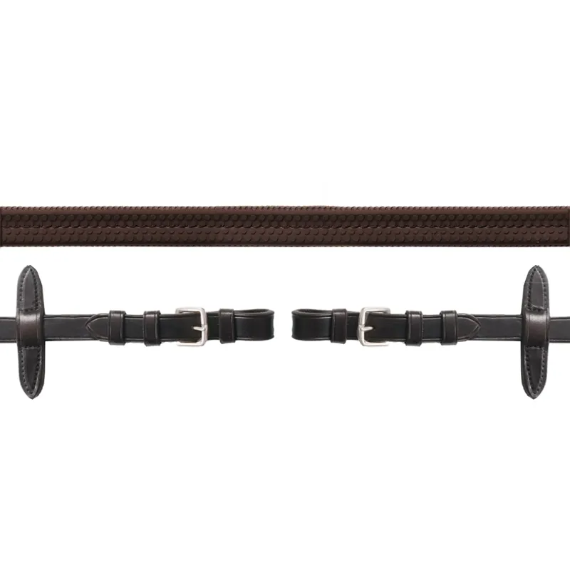 Schockemohle Rubber Grip Reins with Buckles - Dark Brown/Silver