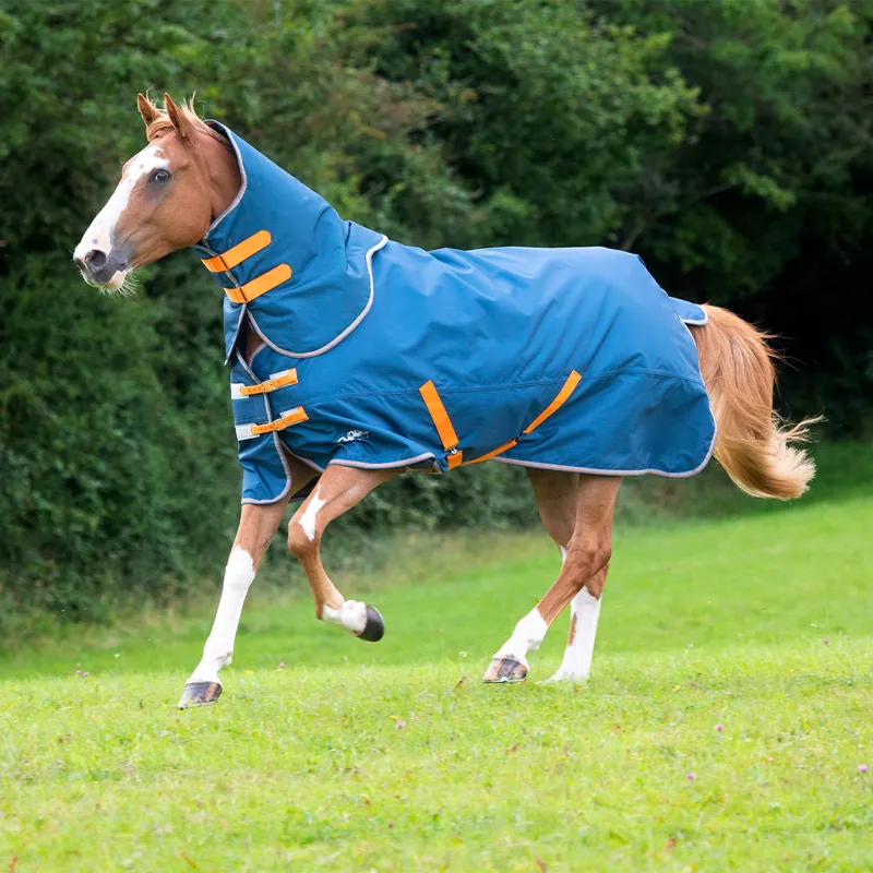 Shires Tempest Original Lite 0g Detachable Neck Turnout Rug - Teal-4