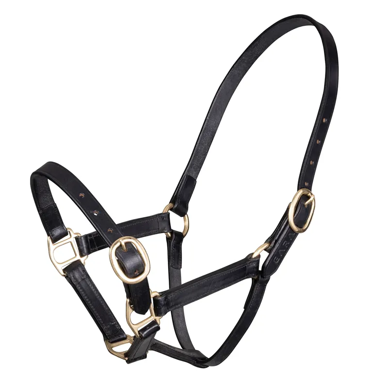 Velociti Gara Adjustable Leather Headcollar - Black