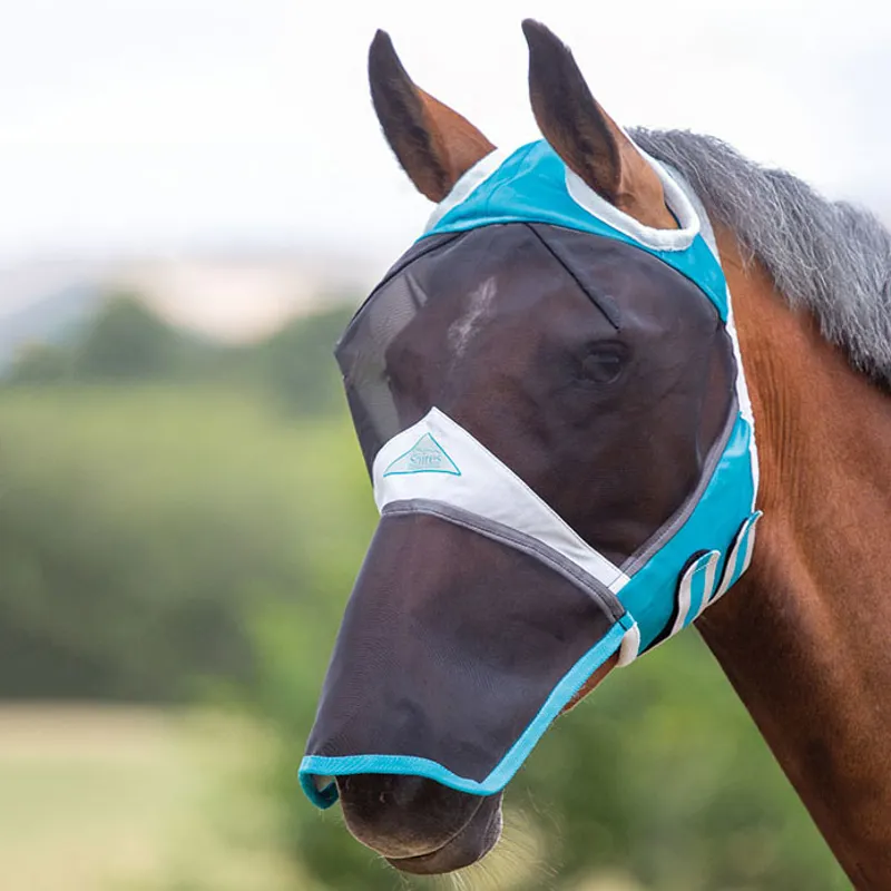 Shires Fine Mesh Fly Mask With Ear Holes And Nose UV Protect in Black 