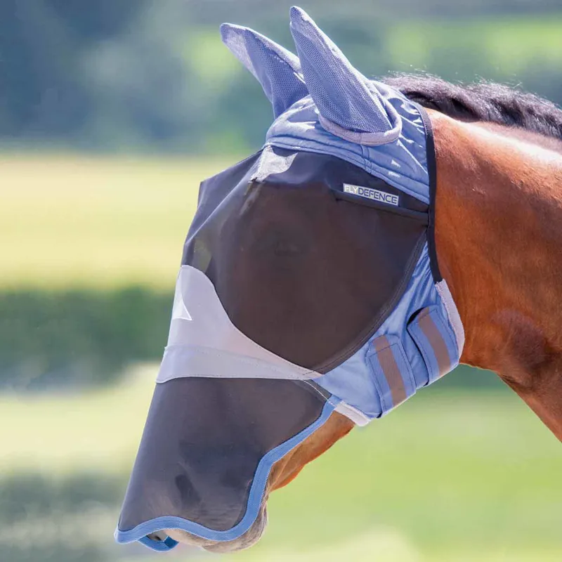 Shires Deluxe Fly Mask with Ears and Nose - Royal Blue