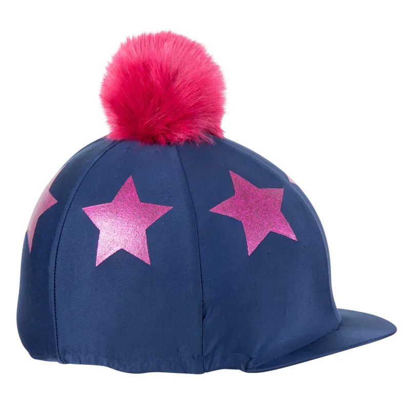 BABY BLUE STARS With OR w/o Pompom Horseware Riding Hat Silk Skull cap Cover NAVY 