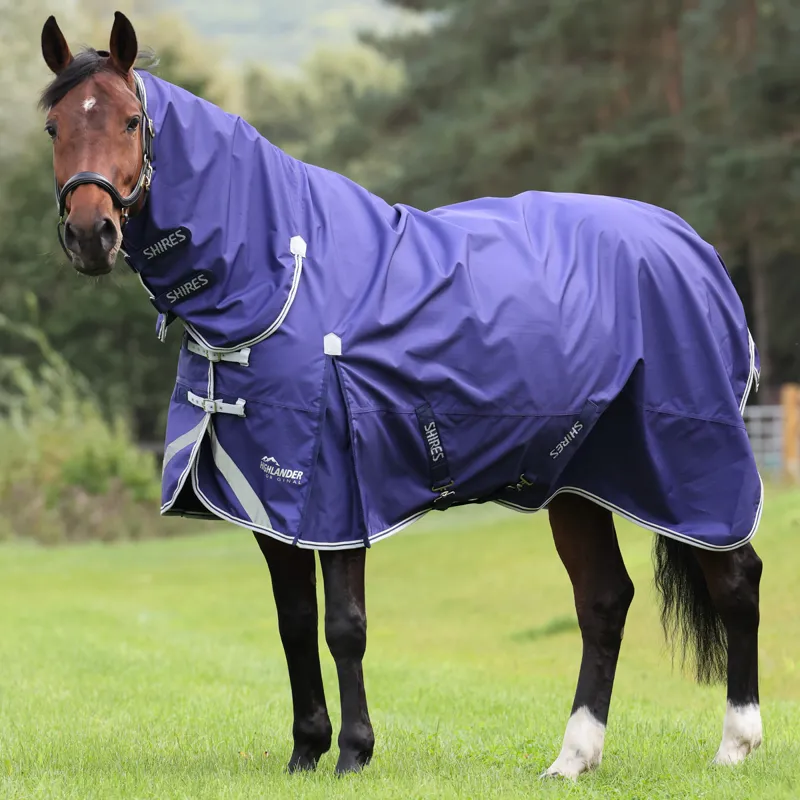Shires Highlander Original 0g Combo Neck Turnout Rug - Navy