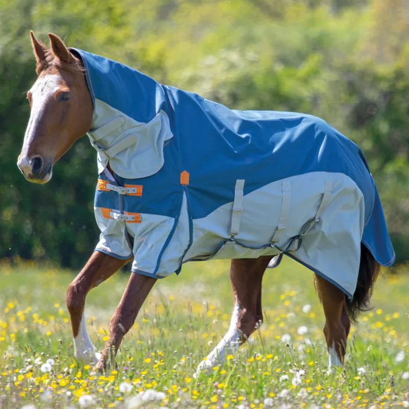 Shires Highlander Plus Waterproof Combo Neck Fly Rug - Petrol-1