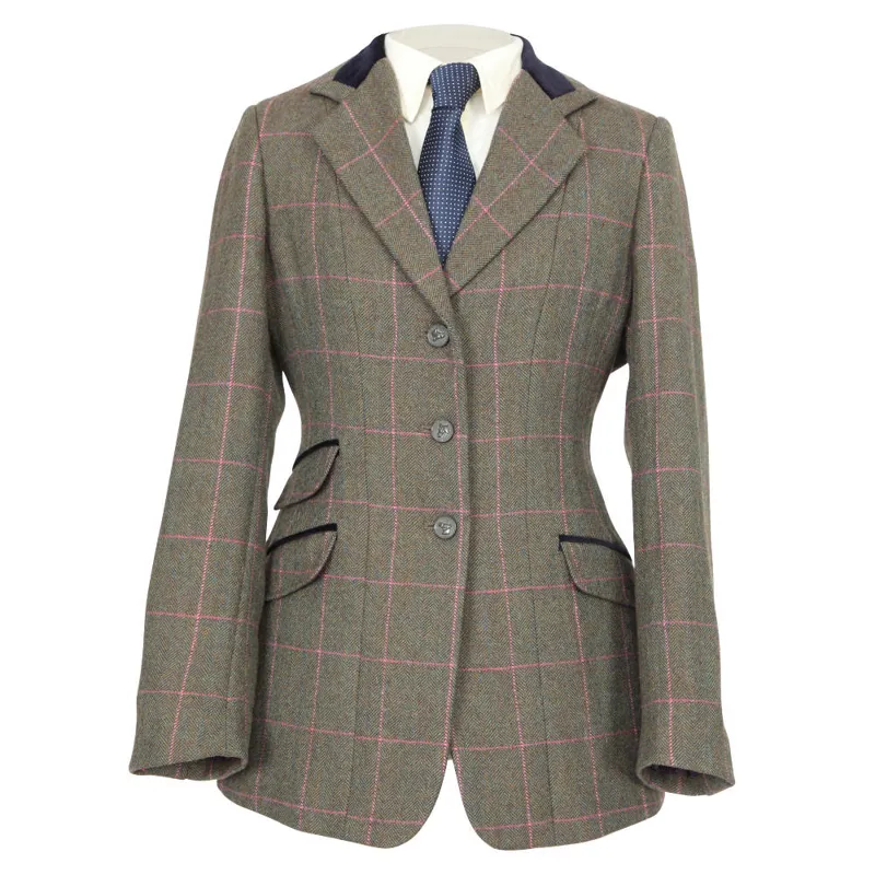 Shires Huntingdon Ladies Tweed Competition Jacket - Green/Pink Ch
