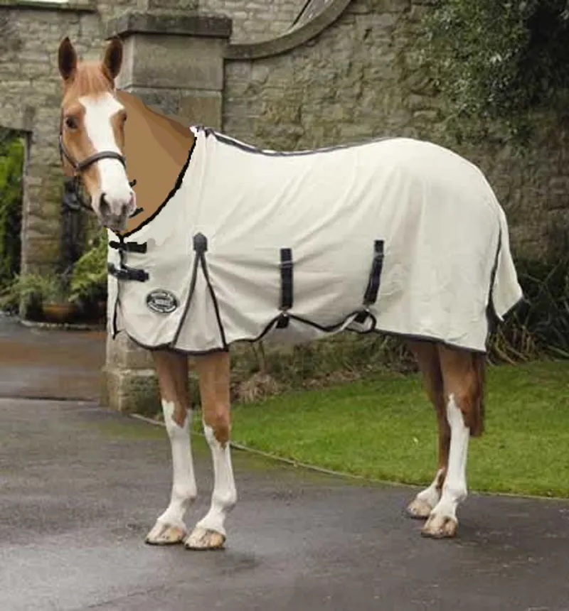Shires Maxiflow Standard Neck Mesh Fly Rug - Cream/Navy