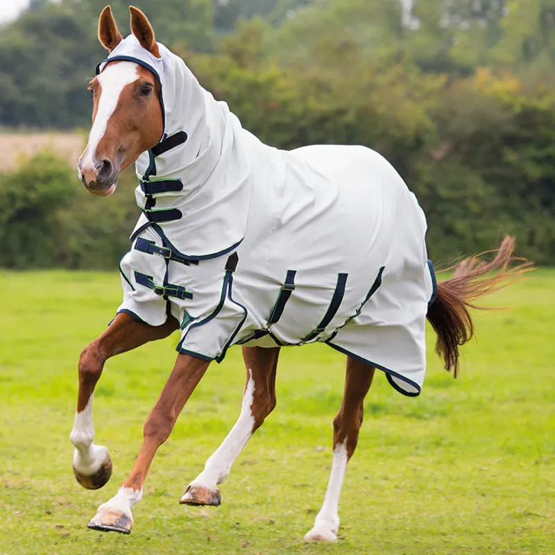 Shires Highlander Plus SweetItch Combo Fly Rug White/Navy/Gree