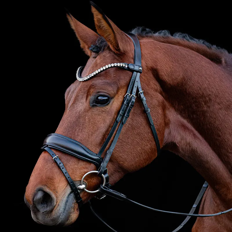 Schockemohle Siena Anatomic Flash Bridle - Black/Black/Silver-2