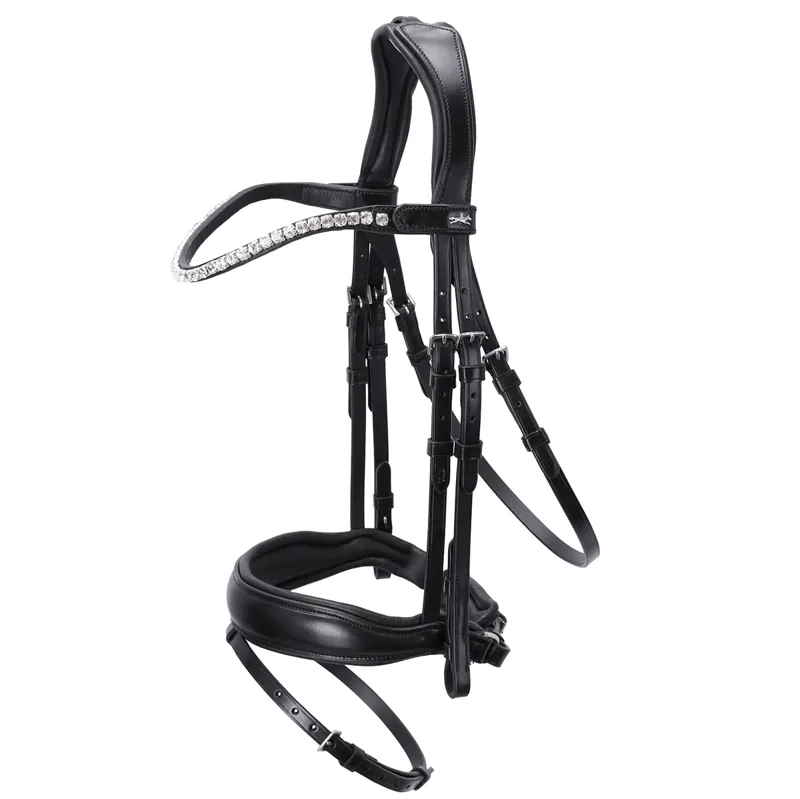 Schockemohle Siena Anatomic Flash Bridle - Black/Black/Silver