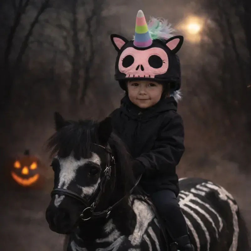 Equetech Halloween Hat Silk - Skullcorn-2