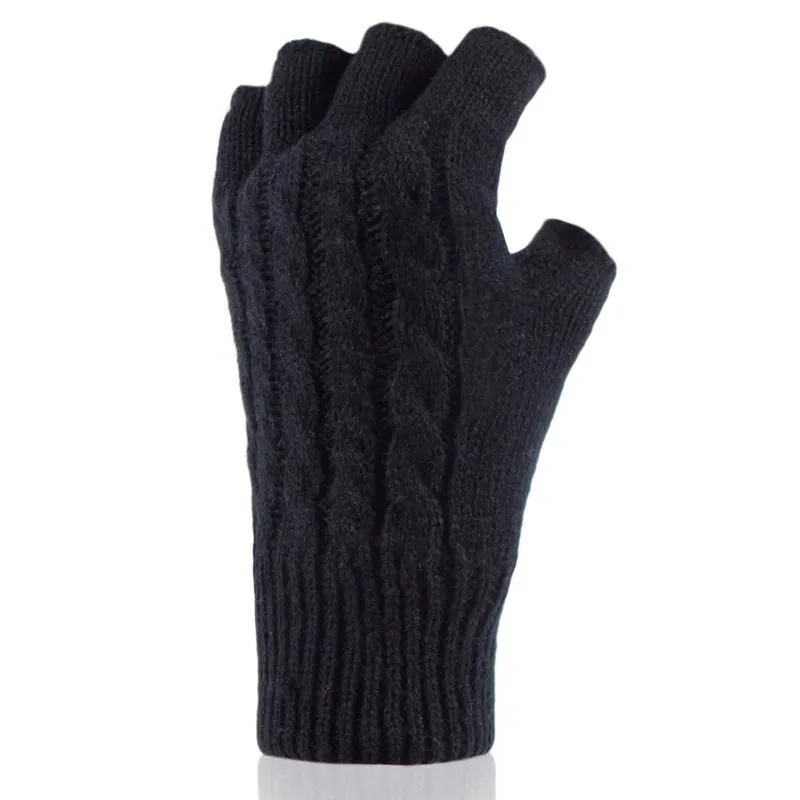 Sockshop Heat Holders Ayla Ladies Fingerless Gloves Black