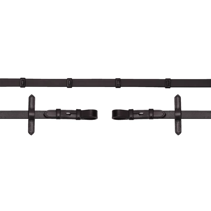 Schockemohle Soft Rubber Reins with Leather Stops - Brown/Silver