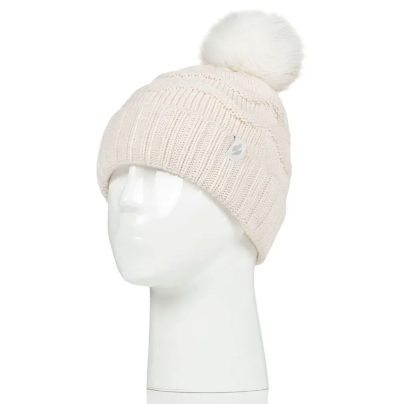 Sockshop Heat Holders Cotswold Bobble Hat - Cream
