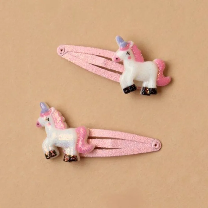 Molly and Rose Glitter Unicorn Hair Clips Pair - Pink