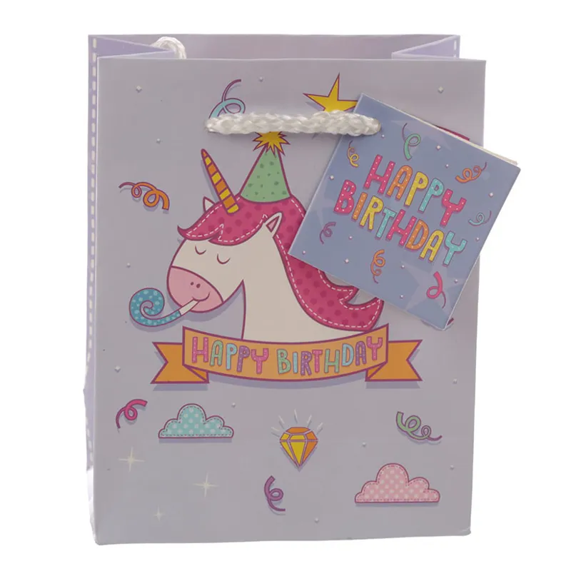 Spartan Enchanted Rainbows Unicorn Birthday Gift Bag - Purple/Small-1