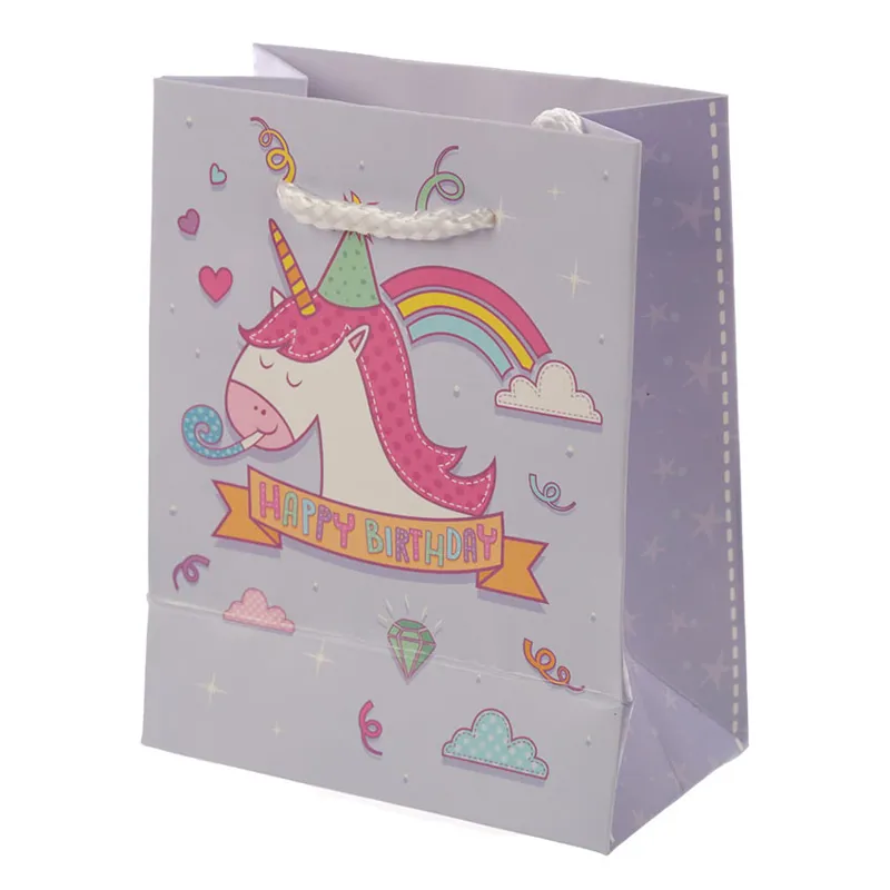 Spartan Enchanted Rainbows Unicorn Birthday Gift Bag - Purple/Small-2