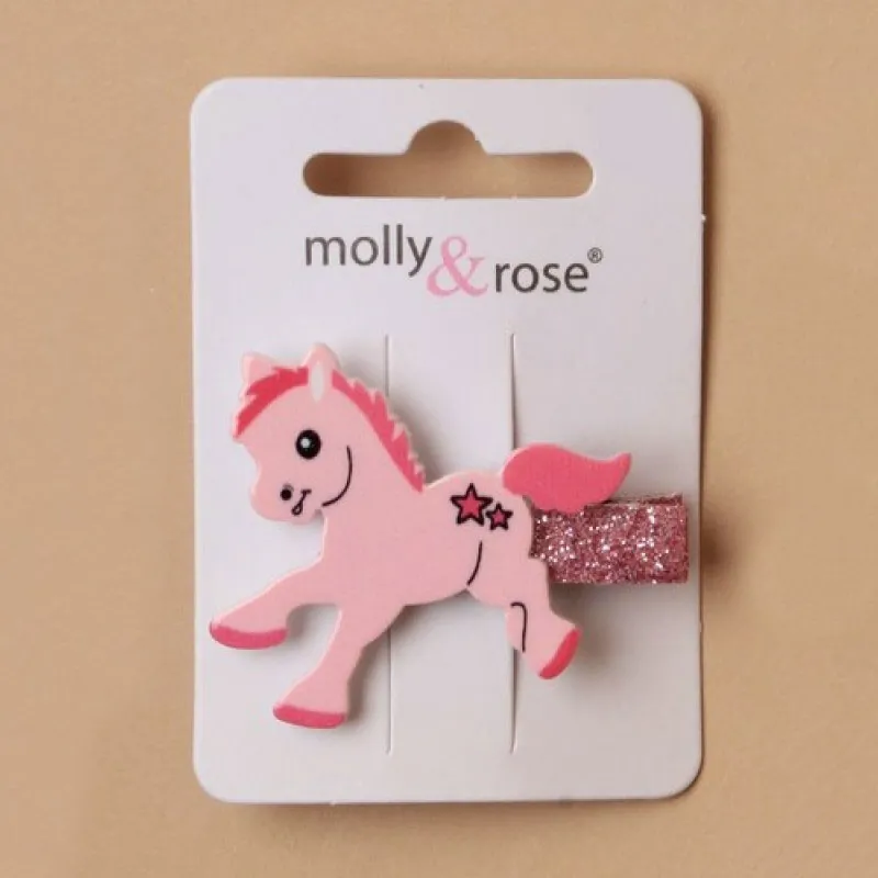 Molly and Rose Single Pony Hair Clip - Pink