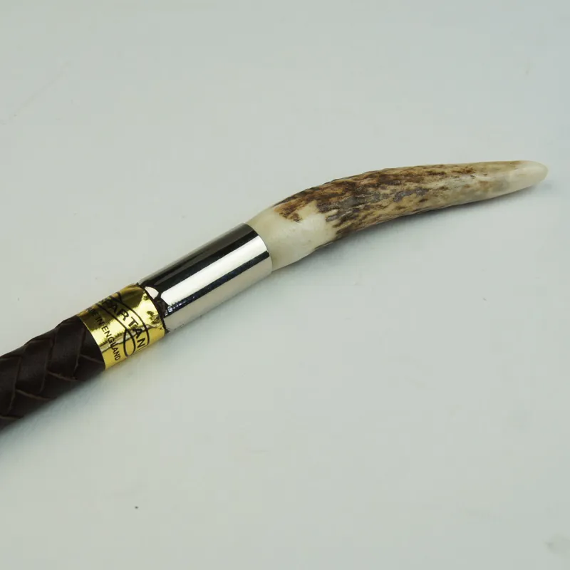 Spartan Plaited Show Cane with Stag End - Brown-1