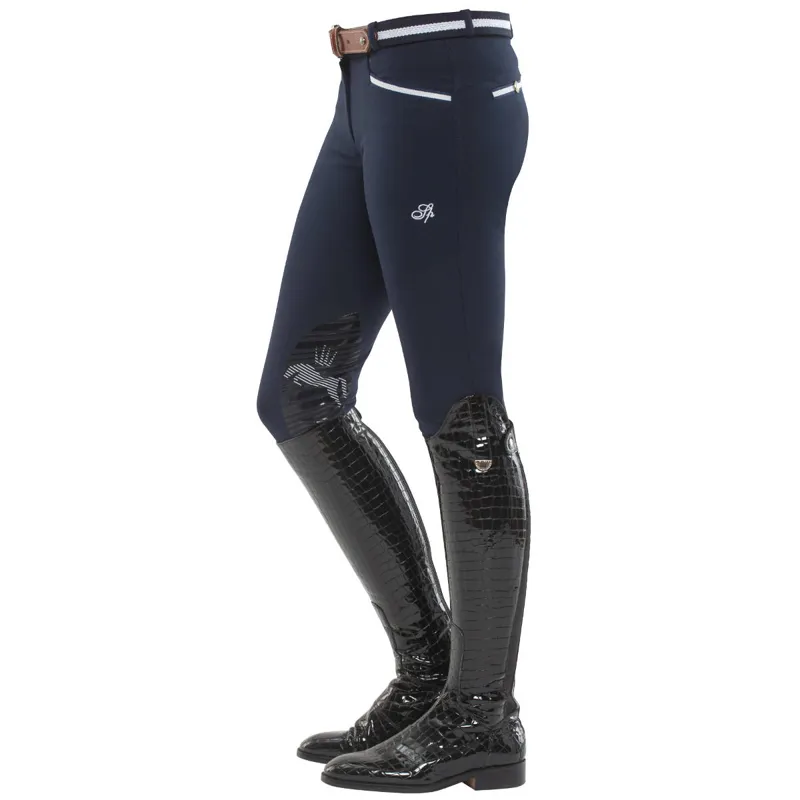 Culotte D'équitation Spooks Ricardo Grip Genoux, Taille XS, Denim Bleu