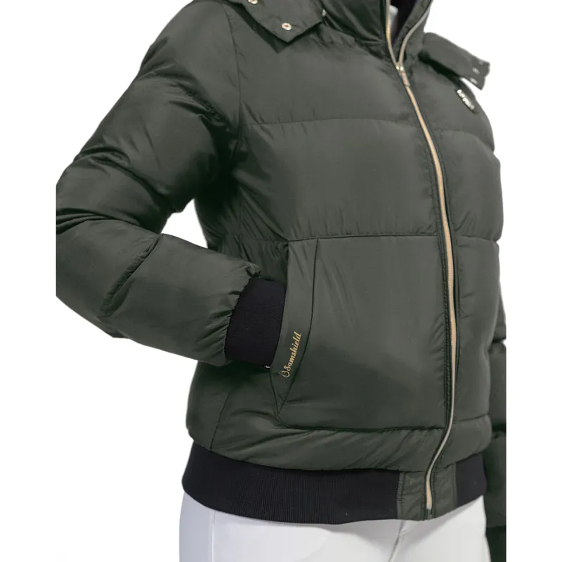 Samshield Billie Ladies Quilted Bomber Jacket - Dark Forest/Champagne -2