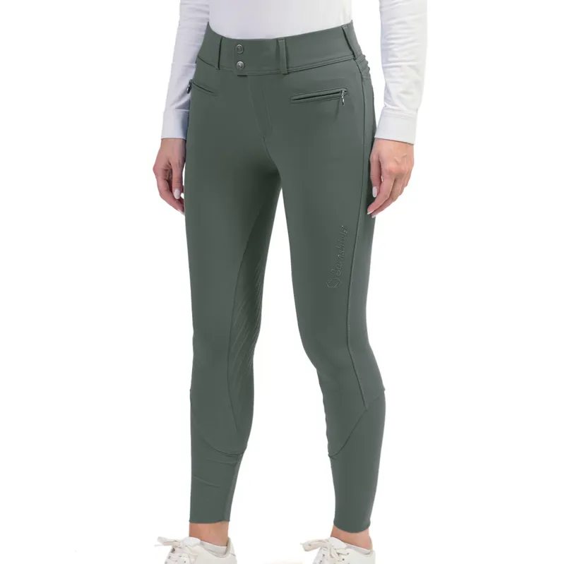 Samshield Clara Knee Grip Ladies Breeches - Dark Forest/Champagne 