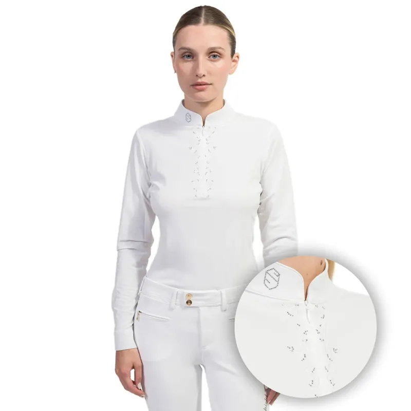 Samshield Loise Leaf Long Sleeve Ladies Competition Shirt - White 