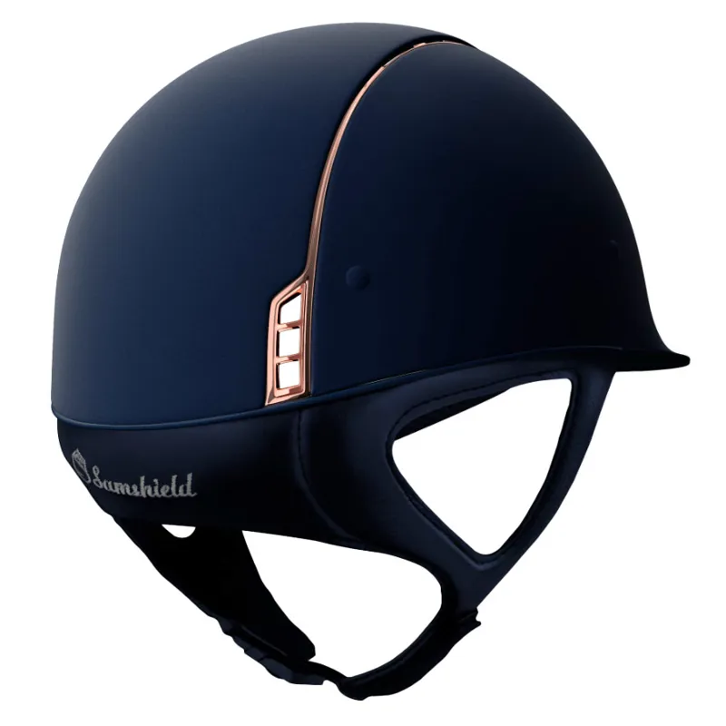 Samshield Shadowmatt Rose Gold Trim and Blason Riding Hat - Blue-2