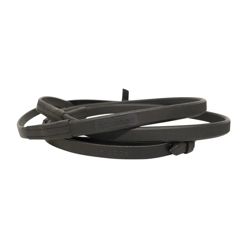 Stubben Slimline Rubber Grip Reins - Black