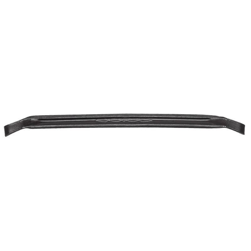 Equiline BB0417 Flat Padded Leather Browband with Stitching - Black