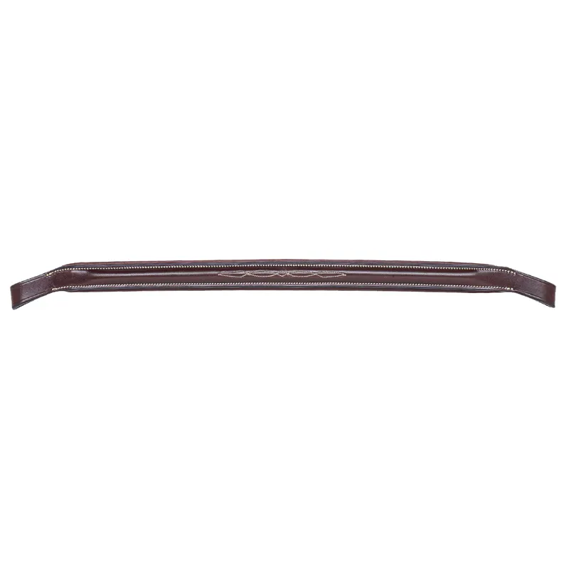 Equiline BB0417 Flat Padded Leather Browband with Stitching - Brown