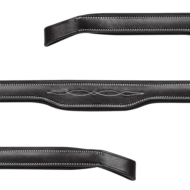Equiline BB0418 Shaped Browband with Stitching - Black-2