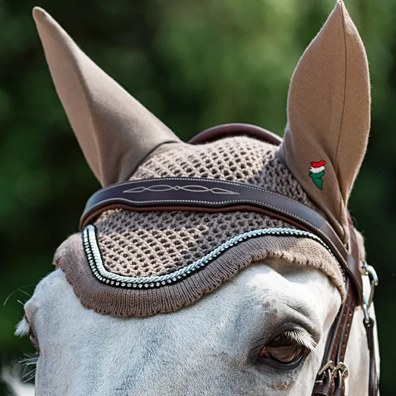 Equiline BB0418 Shaped Browband with Stitching - Brown-1