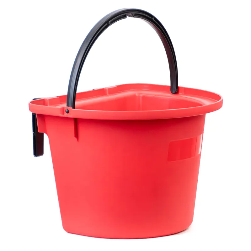 Stockshop Plastic Portable Hook Over Feed Manger with Handle - Red