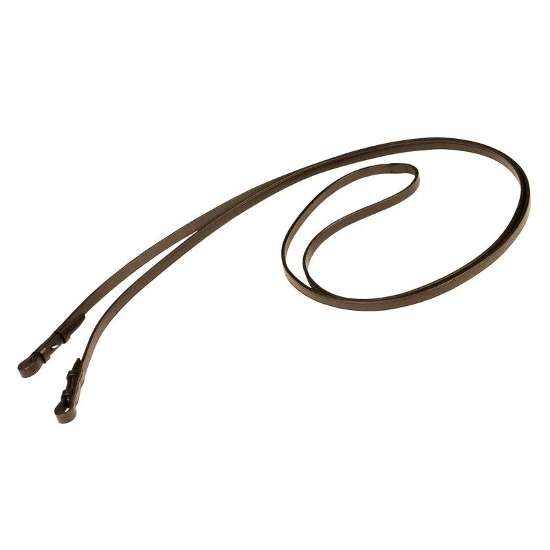 Stubben Leather Flat Narrow Curb Reins - Ebony Brown