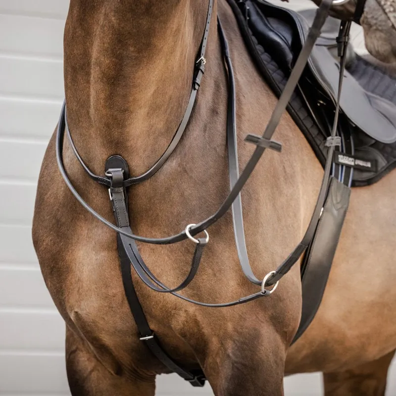 Stubben Running Martingale with Silver Buckles - Black-1