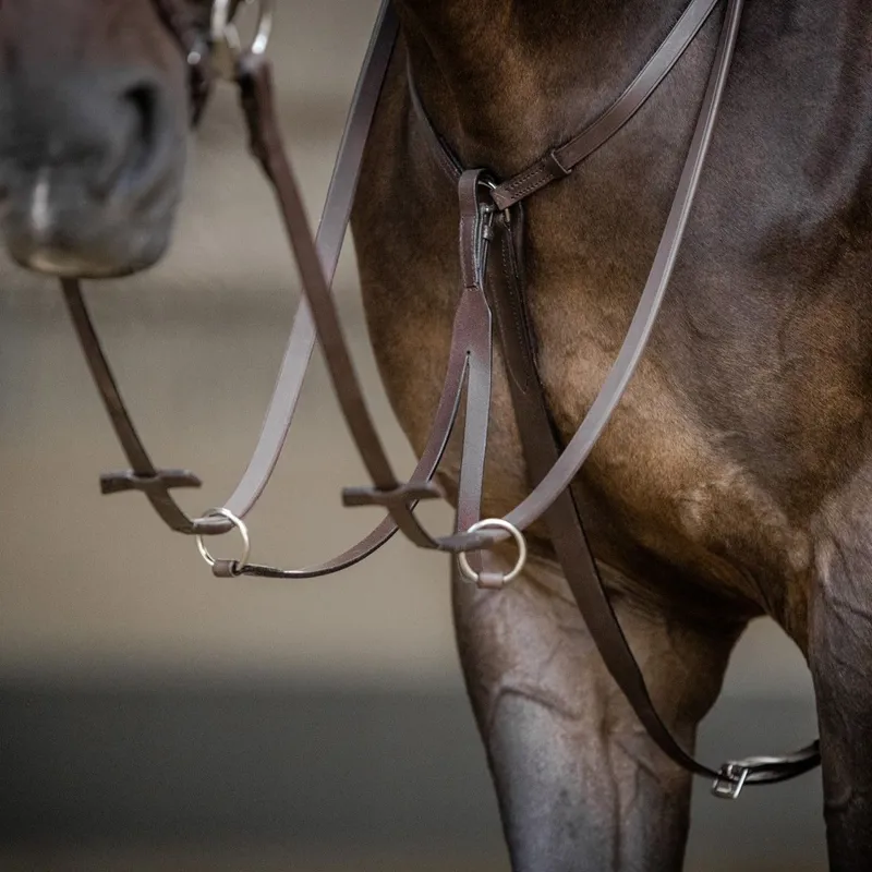 Stubben Running Martingale with Silver Buckles - Ebony Brown-1
