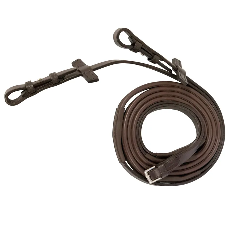 Stubben Slimline Rubber Grip Reins - Ebony Brown-1