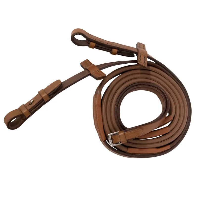 Stubben Slimline Rubber Grip Reins - Tobacco-1