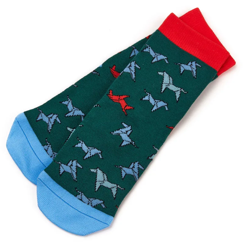 Tikaboo Junior Socks - Green Horses